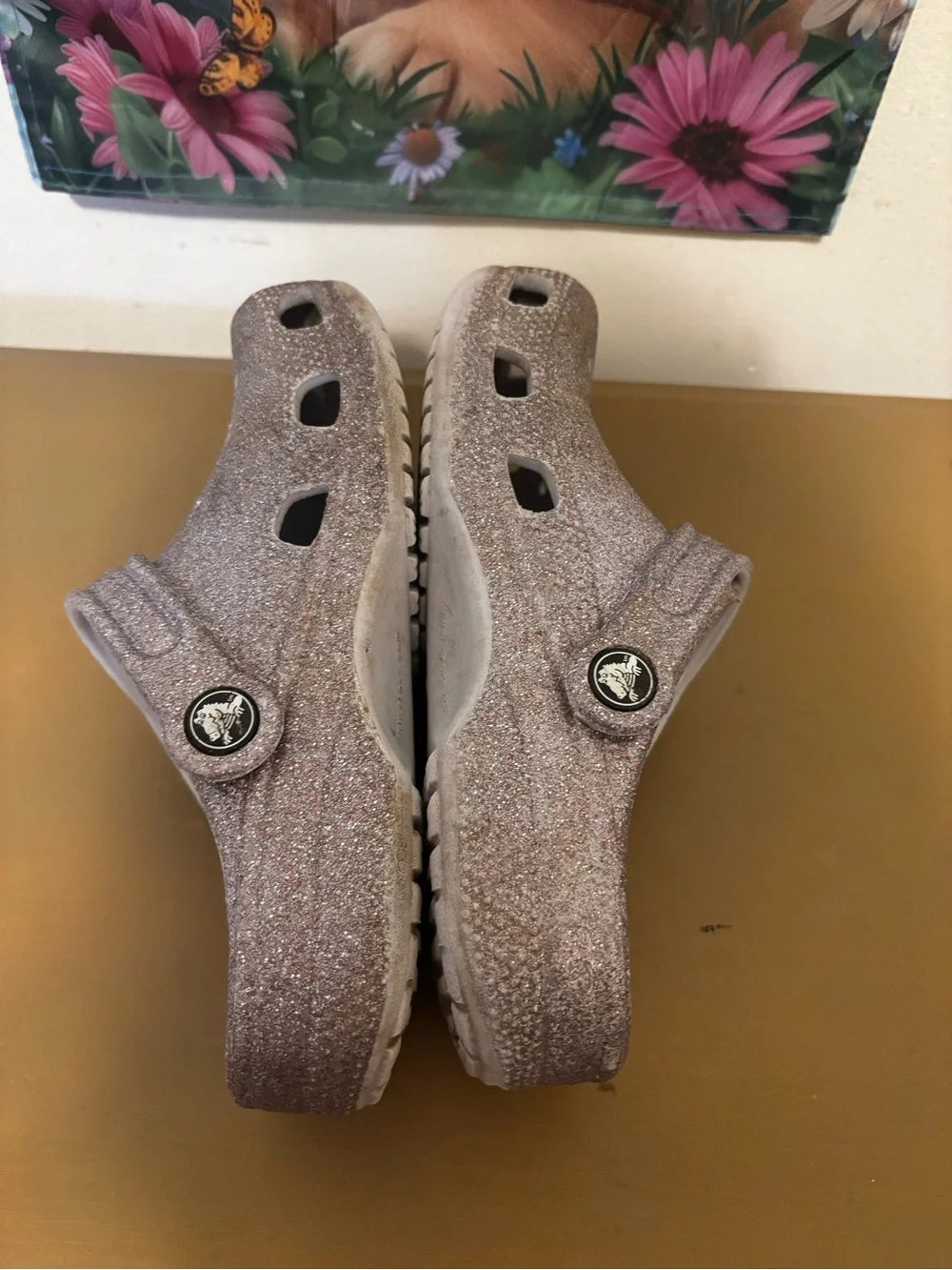 CROCS Kids Glitter Water Clogs in Sparkle Pink-Taupe J2